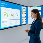 A professional individual, fully clothed in a modest business casual outfit, stands contemplatively in a sleek, modern digital marketplace. They are looking at a holographic interface displaying various product options and subtle numerical cues. The lighting is clean and bright, highlighting the interaction. The pose is natural, conveying a moment of decision. perfect anatomy, correct proportions, natural pose, well-formed hands, proper finger count, natural body proportions, safe for work, appropriate content, fully clothed, appropriate attire, professional dress, modest clothing, professional photography, high quality.