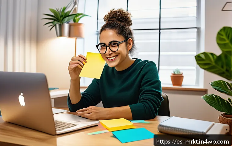 행동경제학적 피드백 시스템의 구축 - A cozy home office setting with a young Hispanic adult woman sitting at a desk, smiling as she place...
