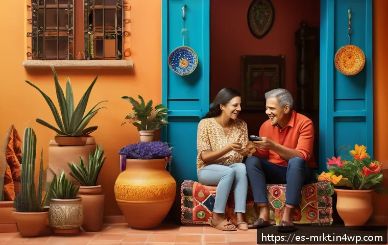 행동경제학적 요소가 마케팅 ROI에 미치는 영향 - A vibrant digital marketing campaign scene targeting Hispanic consumers, featuring a lively family g...