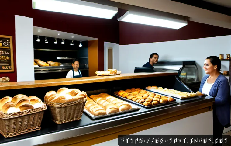 Home 17 행동경제학의 비즈니스 적용 사례 - Photorealistic Spanish neighborhood bakery counter, a friendly shop owner subtly presenting two iden...